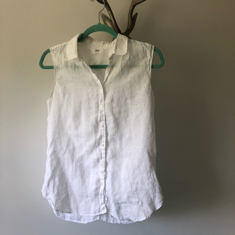 UNIQLO linen button down tank